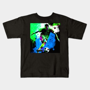 Soccer Player Graffiti Art Splash Paint Kids T-Shirt